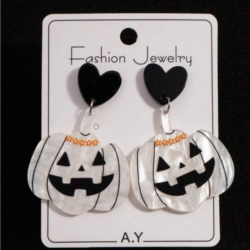 Black and White Pumpkin Earrings